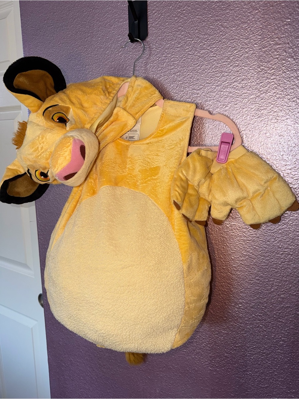 Plush Yellow Lion Cub Kids Costume with Hood and Paw Gloves